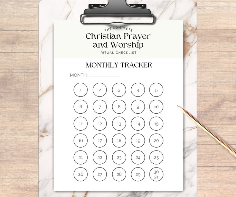 Christian Prayer and Worship Tracker, Spiritual Habit Checklist (PDF ...