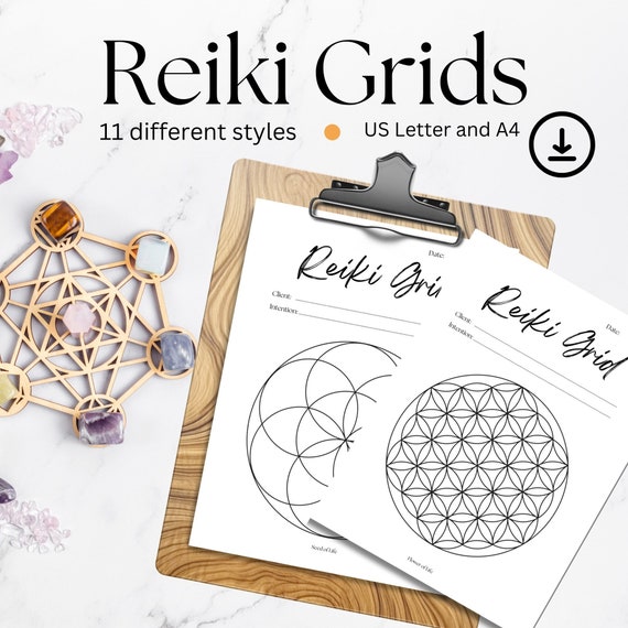 Printable Crystal Grids, Reiki Healing Mats, Sacred Geometry (PDF)