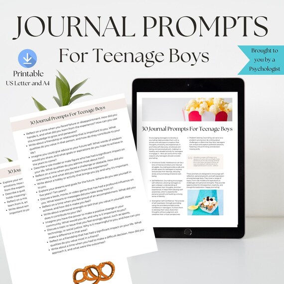 Journal Prompts for Teenage Boys, Self-Reflection Writing (Printable PDF)