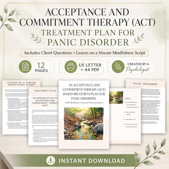Therapy Treatment Planner, Panic Disorder, Acceptance and Commitment Therapy, Mindfulness, Psychology, Counseling, Therapeutic Intervention
