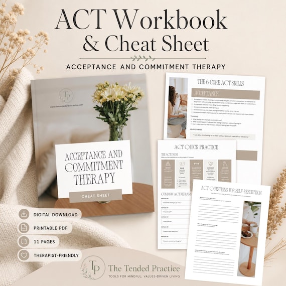 Acceptance And Commitment Therapy Cheat Sheet, Act Tool For Counseling, Emotional Regulation Resources, Intervention Guide