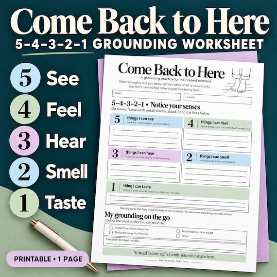 Grounding Techniques Poster For Teens & Adults - Mindfulness And Grounding Exercises