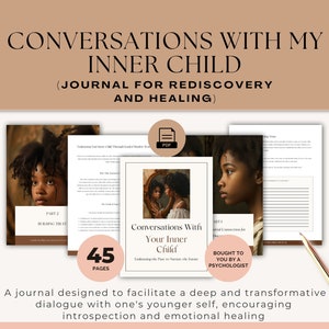 Inner Child Work Journal, African American Mental Health, Reparenting, Attachment Wounds, Healing journal, Therapy Worksheets, CBT, DBT