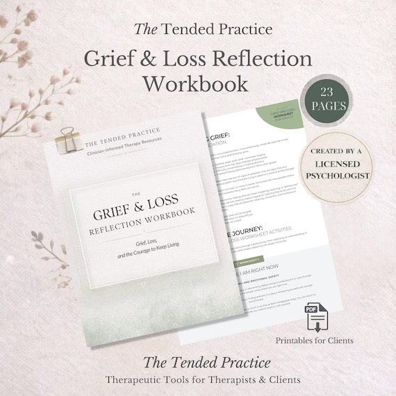 Grief and Loss Worksheet for Adults | Therapy Tools, Printable PDF, Emotional Healing, Grief Counseling Resources