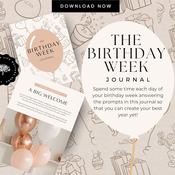 Birthday Journal for Adults - Birthday - Celebration - Digital Download