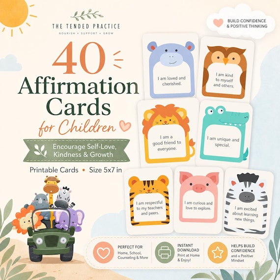 Printable Affirmation Cards for Kids, Classroom Decor (Digital Download)