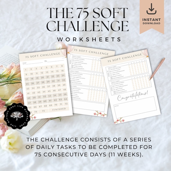 75 Soft Challenge Tracker Printable, Fitness Journal (PDF)