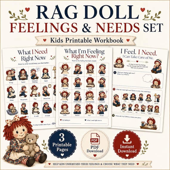 Emotions Activity for Kids Girl, Printable Toddler Feelings Chart, Quiet Book Page, Preschool Homeschool Learning Matching Game