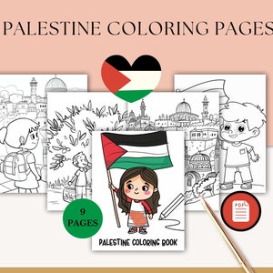 Palestine Coloring Book, Downloadable Digital Palestine Kids Coloring Book, Printable Arab Coloring Pages, Palestinian Flag Coloring Pages