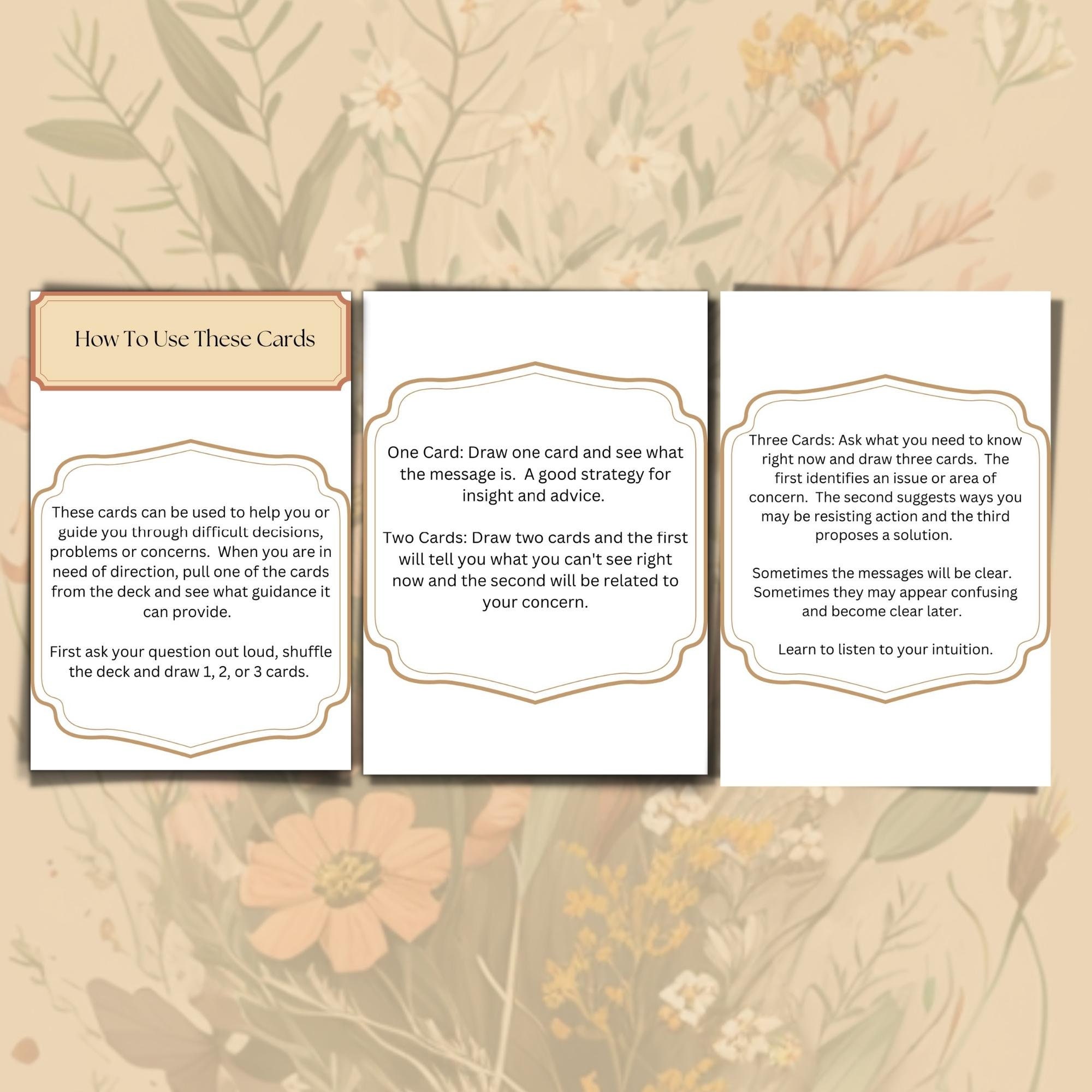 Printable Oracle Tarot Card Deck, Affirmation Cards, Spirit Animal