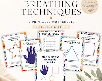 Kids Calm Breathing Worksheets, Meditation Techniques (PDF)