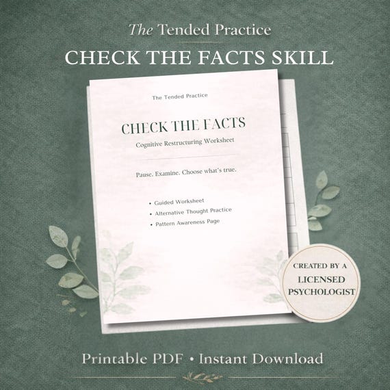 Check the Facts Worksheet, DBT for Therapy, Mental Health Worksheets, Coping Skills, Digital Download, DBT Skills Resources