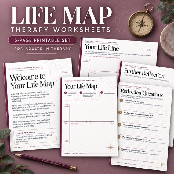 Narrative Therapy Life Map Resources For Art Therapy Worksheets, Emotion Regulation & Trauma