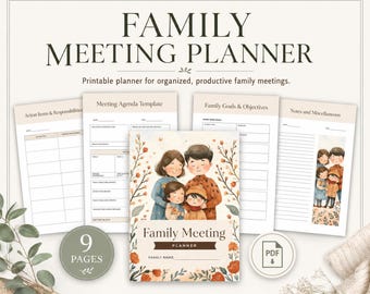 Printable Family Meeting Planner, Home Management (Digital Download)
