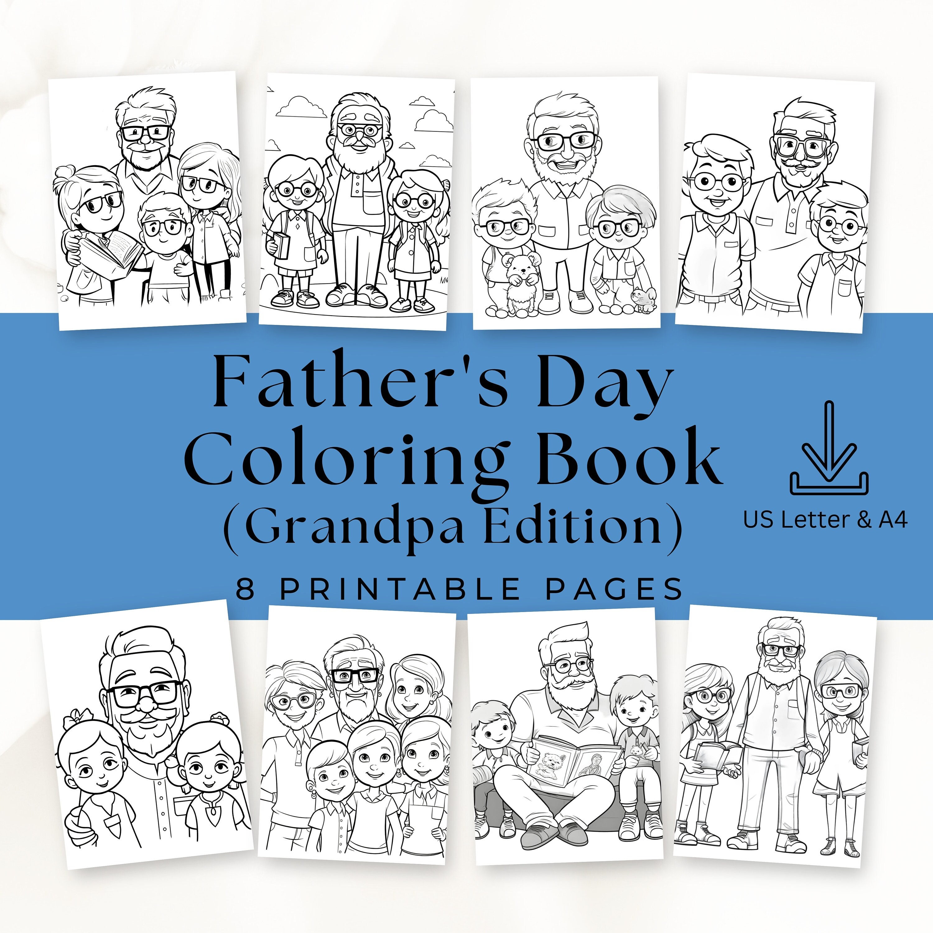 Adult Coloring Pages, Father's Day Themed Printable, Coloring Bundle