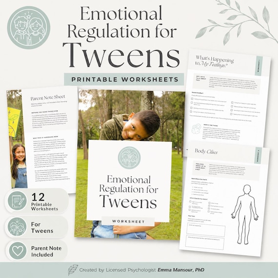Teen Anxiety Workbook | Emotional Regulation Worksheets for Teens | CBT DBT Coping Skills | Teen Therapy Printables, Mental Health Resources