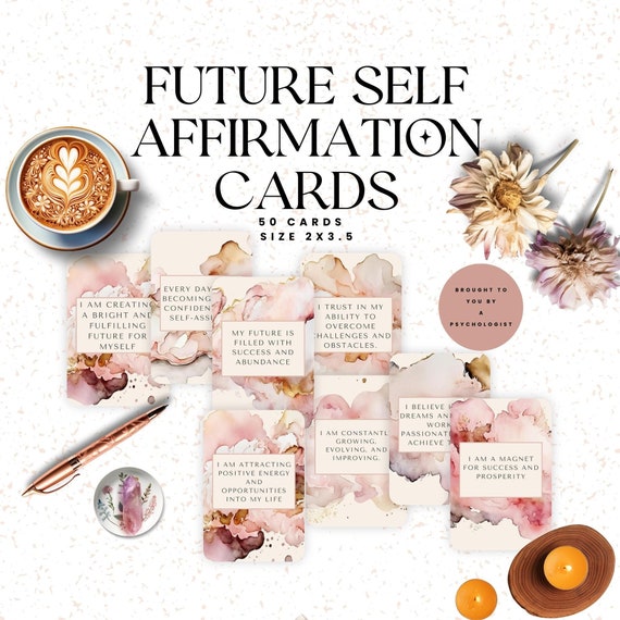 50 Future Self Affirmation Cards, Manifesting Success (PDF)