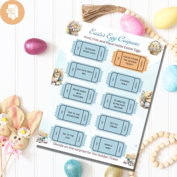 Kids Easter Egg Coupons | Printable Easter Activity (PDF Pattern)