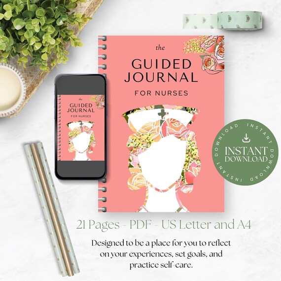 Guided Journal for Nurses, Self-Care Reflection (Printable PDF)