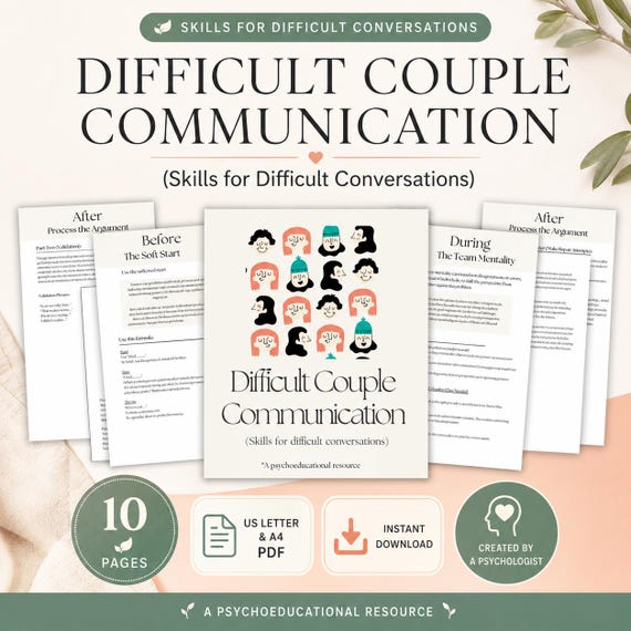 Couples Counseling Worksheets, Relationship Conversation Skills (PDF Download)