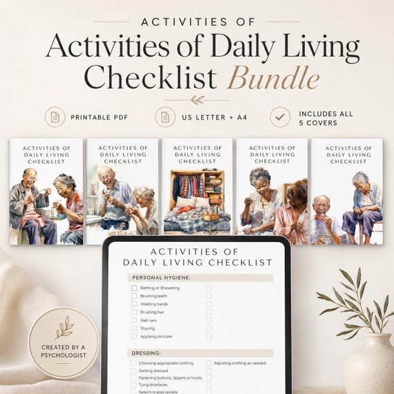 Activities of Daily Living Checklist Bundle, Senior Home Healthcare (PDF)