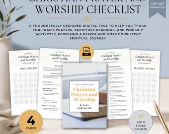 Christian Prayer and Worship Tracker, Spiritual Habit Checklist (PDF Download)