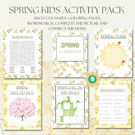 Spring Kids Activity Pack, Games, Coloring Pages (Printable)