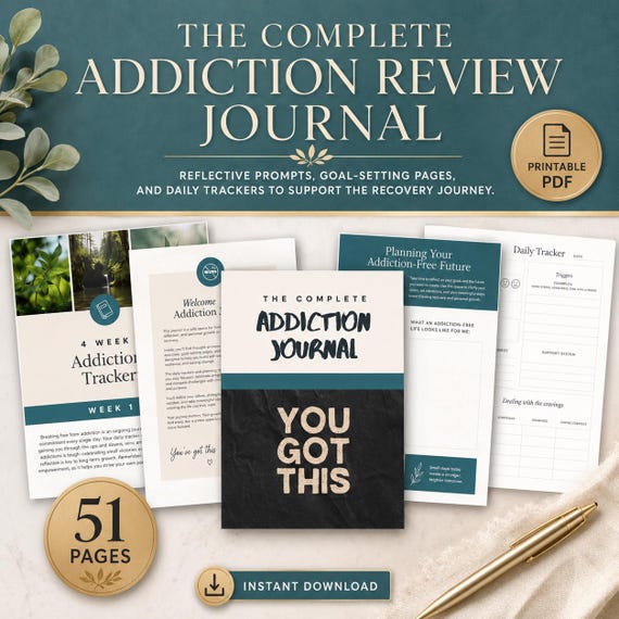 Addiction Recovery Journal | 4-Week Behavior Tracker (Digital Download)