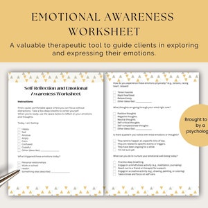 Emotional Awareness Worksheet, Therapy Worksheets, Psychologist Resources, Emotional Wellness, Therapy Office Decor, Self Esteem, Counseling