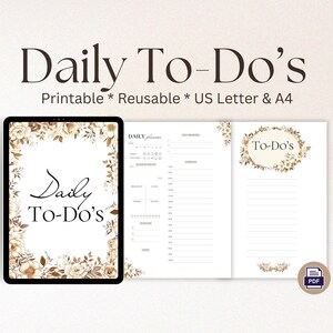 Digital Products To Do Lists, Printable, Daily Lists, Undated Planner, Thoughts Organizer, Productivity Planner, Task Management, Work Day