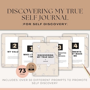Guided Journal For Self Discovery, Wellness Journal, Guided Growth, Self-Reflection Worksheets, Self Discovery Workbook, Counseling Resource