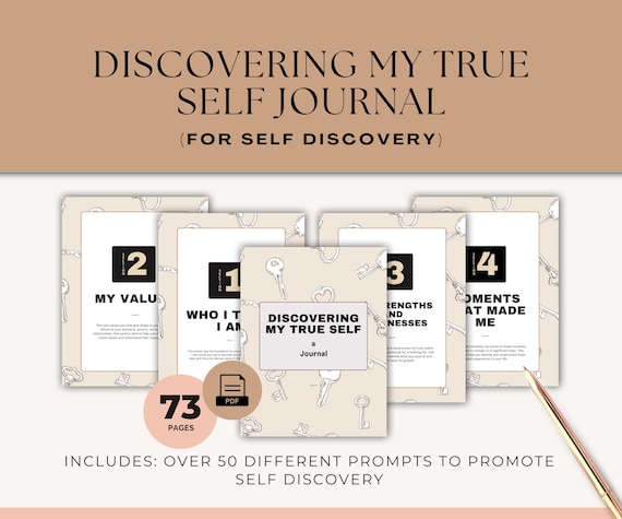 Guided Self-Discovery Journal, Personal Growth Workbook (Digital Download)