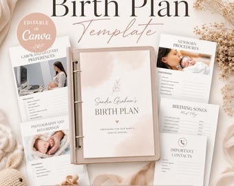 Printable Birth Plan Template, Labor & Delivery Preferences (Canva Editable)