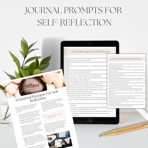 Self-Reflection Journal Prompts, Mental Health, Printable (PDF)