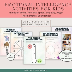 Emotional Intelligence Digital Download, For Kids, Social Emotional Learning, Mental Health Workbook, Developing Emotional Intelligence
