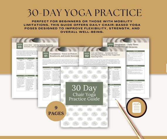 30-Day Chair Yoga Challenge | Digital Workbook (PDF Download)