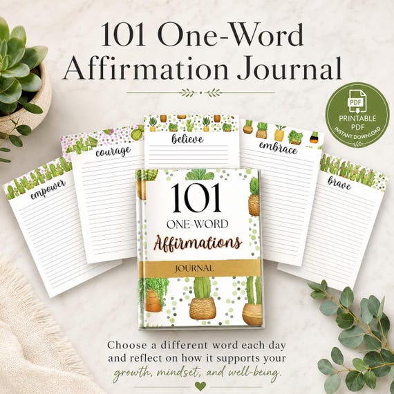 Daily Affirmation Journal | 101 Prompts for Self-Care (PDF)