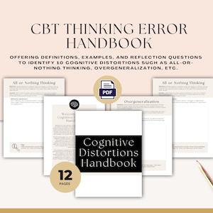 Cognitieve vervormingen | Geestelijke gezondheid | Denkfouten | Therapiecadeau | Copingvaardigheden CBT | Groeimindset | CBT-werkbladen | CBT-therapie