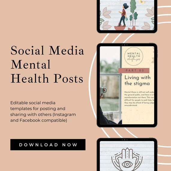 Mental Health Social Media Posts – Canva Templates (Digital Download)