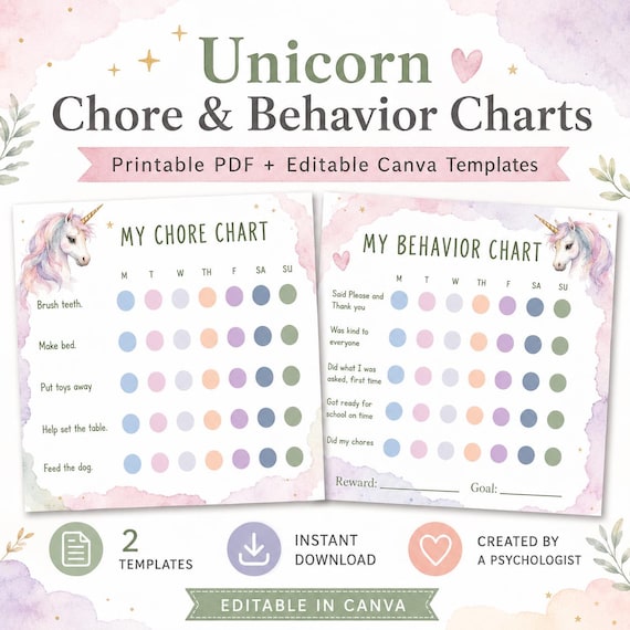 Printable Behavior Chore Chart, Kids Daily Routine, Visual Aid (PDF & Canva)