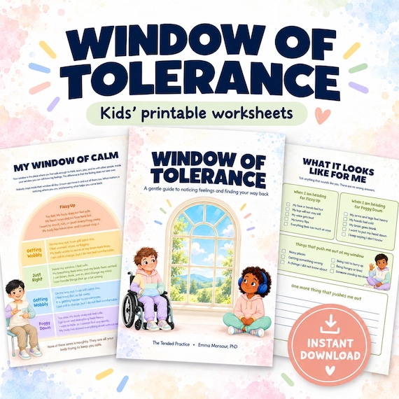 Window Of Tolerance Kids: Emotional Regulation Art, Coping Skills For Children, Trauma Therapy Techniques, Somatic Therapy