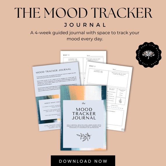 Mood Tracker Journal | Mental Health, Anxiety, CBT (Printable PDF)