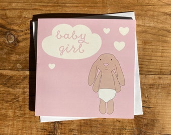 Alfie & Blanky baby girl congratulations card