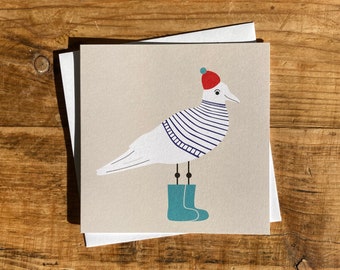 Wellie Boots Seagull card