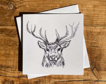 Pen Sketch stag card