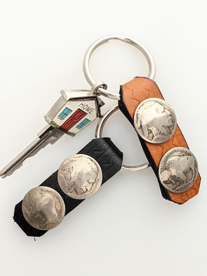 Vintage Nickel Double Coin Keychain