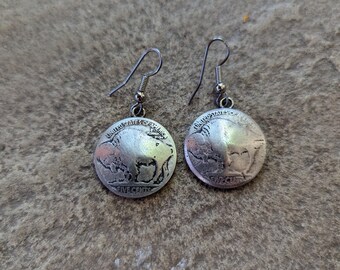 Orecchini Fatti A Mano Con Moneta Buffalo Nickel .925 – Gioielli Antichi USA