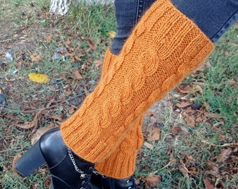 Knitted wool leg warmers, hand knitted boot cuffs for women, one size soft and cozy legwarmers