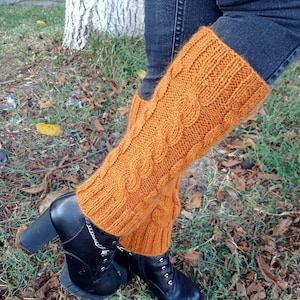 Knitted wool leg warmers, hand knitted boot cuffs for women, one size soft and cozy legwarmers
