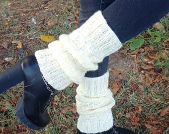 Knitted wool leg warmers, hand knitted boot cuffs for women, one size soft and cozy legwarmers